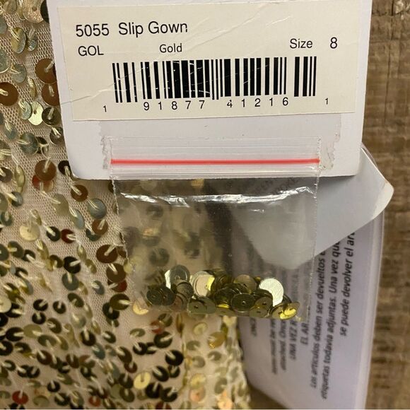 Mac Duggal 5055 Glittering Gold Evening Dress sequin train gown maxi mermaid 8 - Picture 9 of 11